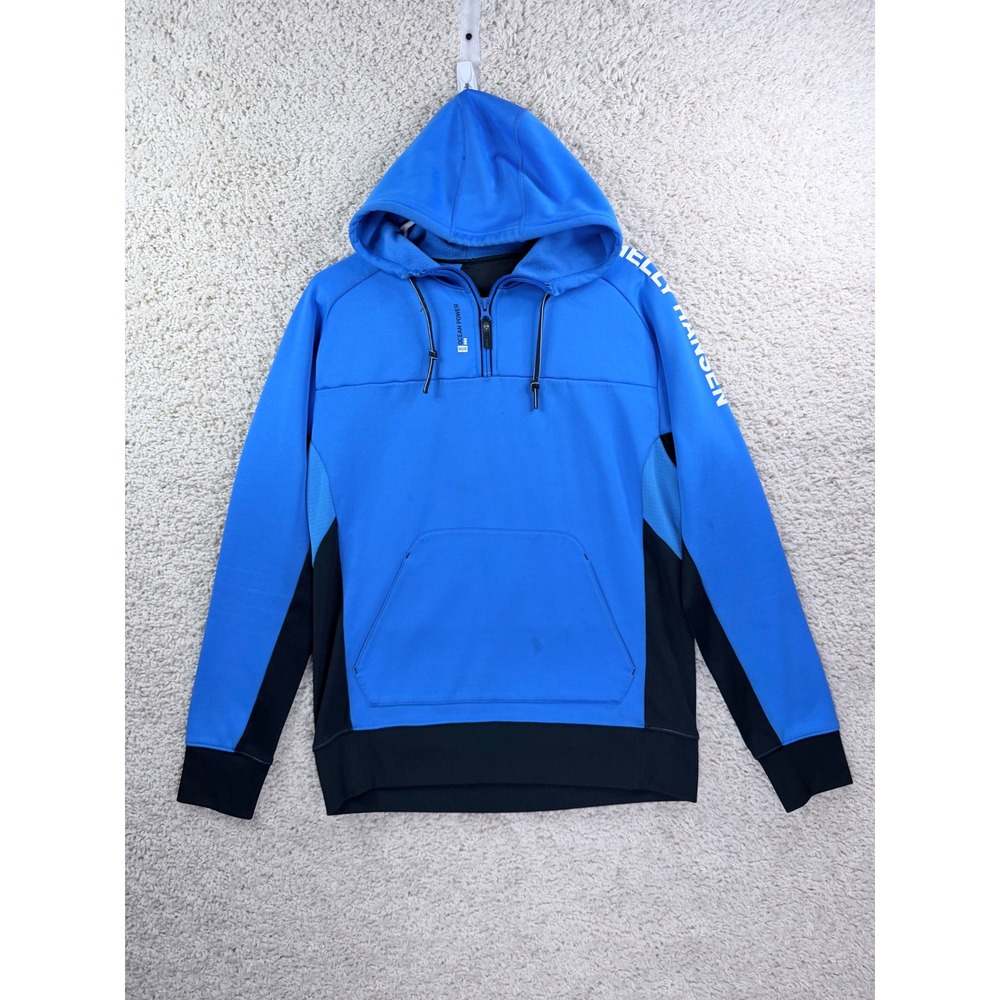 Helly Hansen Pullover Hoodie Mens Medium Blue Good Ocean Power Quarter Zip
